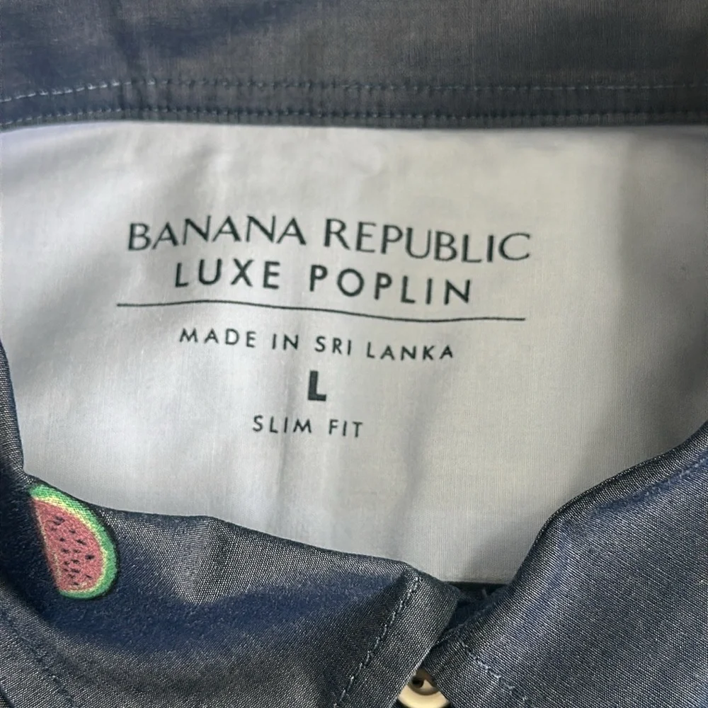 Banana Republic Luxe Poplin Shirt Slim Fit Short Sleeve Button‎ Down Mens Large